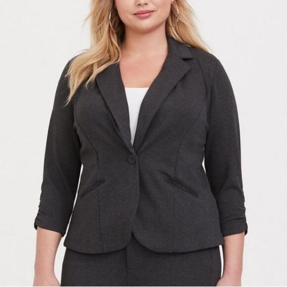 torrid Jackets & Blazers - Torrid Grey Studio Ponte Tailored Fit Blazer Jacket 2X 11269061